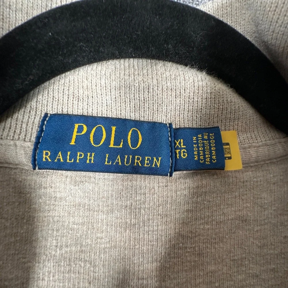 Polo Ralph Lauren Double Knit Mockneck Sweatshirt Men XL Relaxed Beige Pony Logo